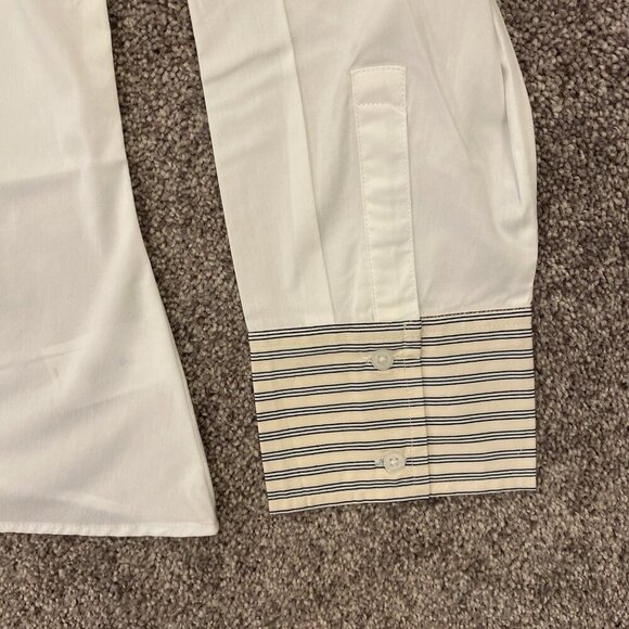 Express Women's Poplin Striped Collar One Shoulder Draped Top Size XL - NWT $68 - Picture 10 of 16